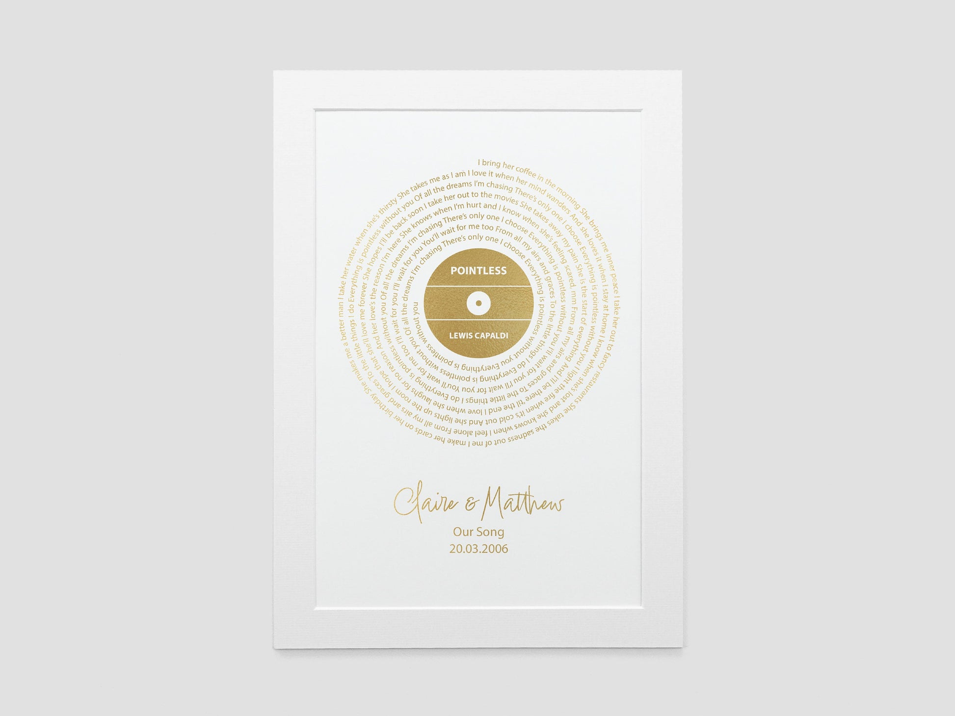 Personalised song lyrics print