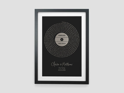 Personalised song lyrics print