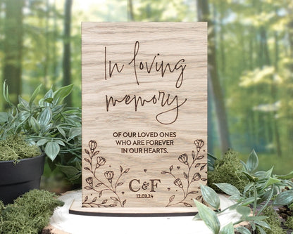 Wooden Memorial Wedding Sign - Personalised with initials and wedding date VA221