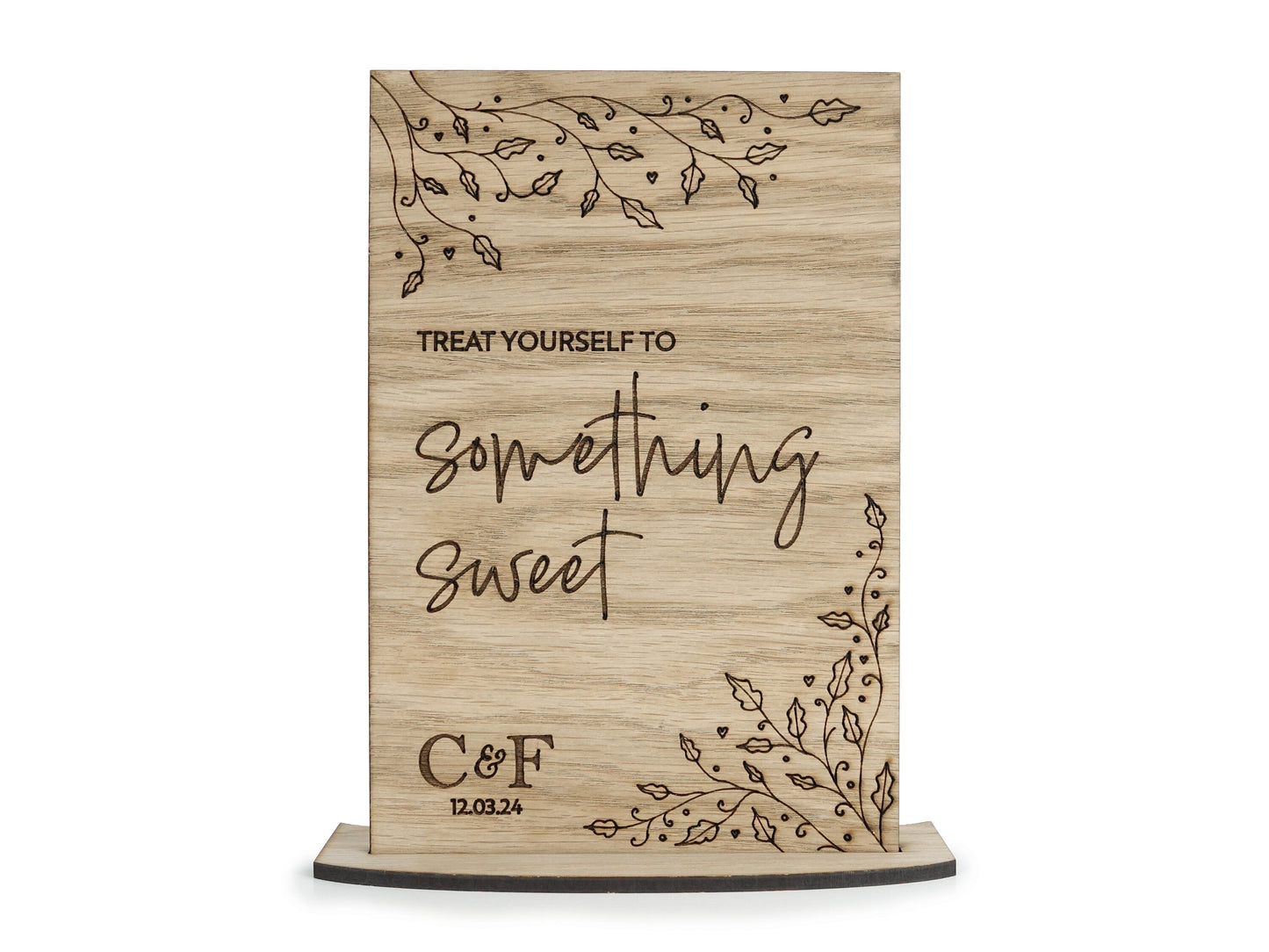 Wooden Sweet Cart Wedding Sign - Personalised with initials and wedding date VA228