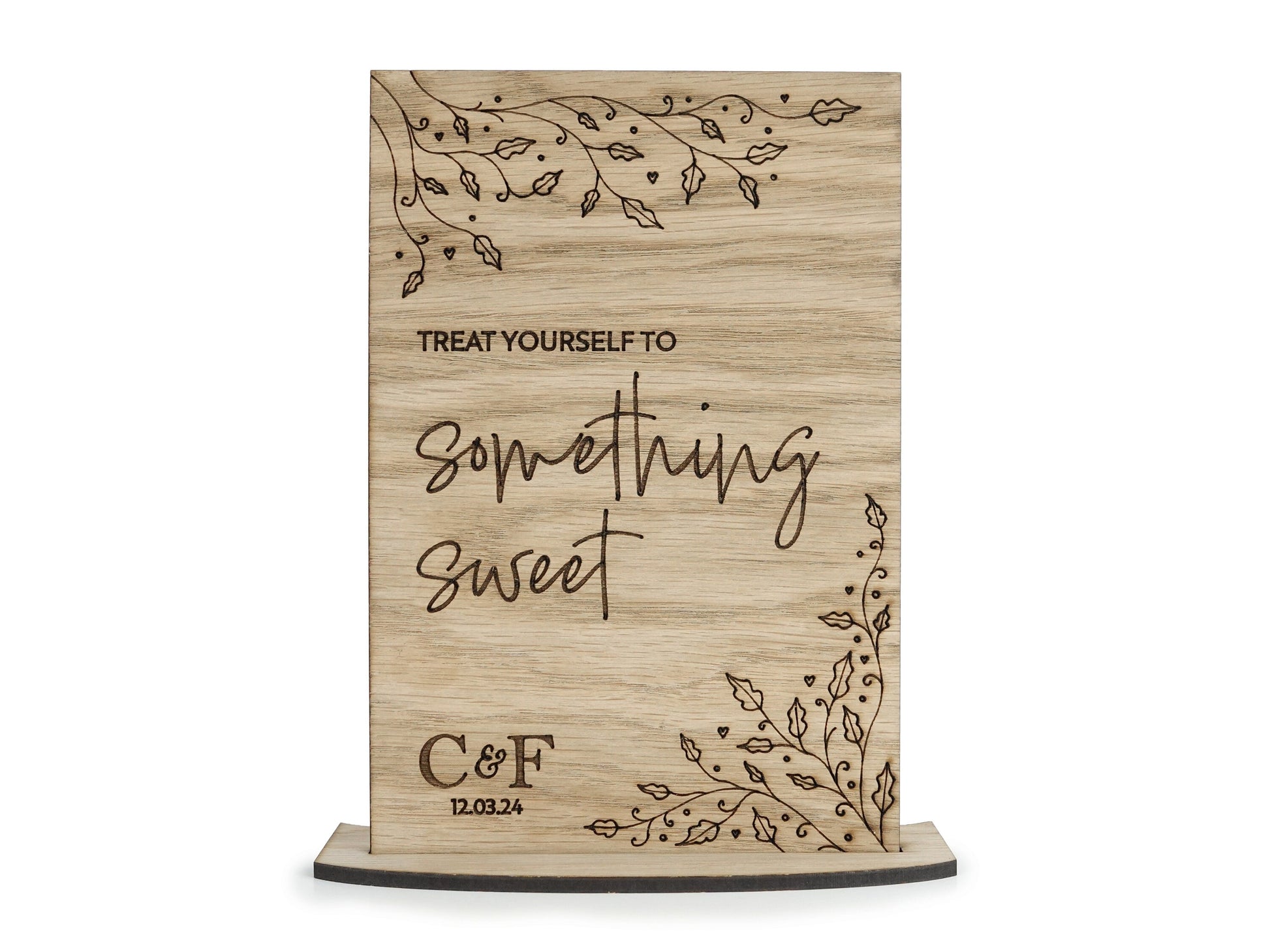 Wooden Sweet Cart Wedding Sign - Personalised with initials and wedding date VA228