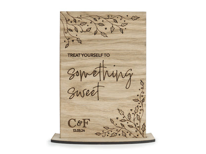 Wooden Sweet Cart Wedding Sign - Personalised with initials and wedding date VA228