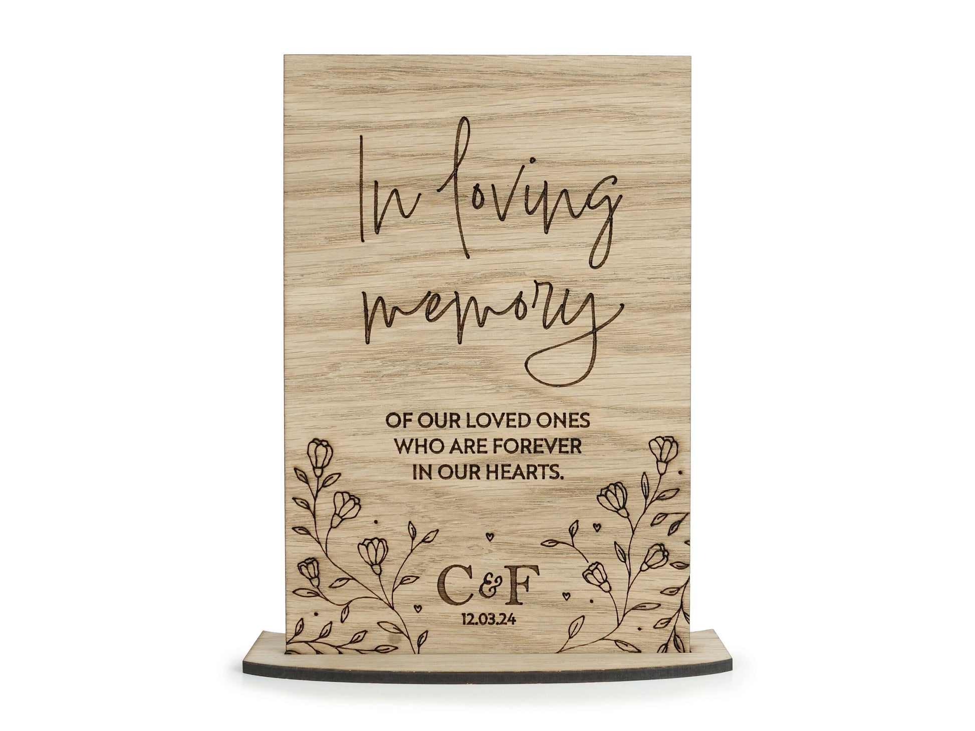 Wooden Memorial Wedding Sign - Personalised with initials and wedding date VA221