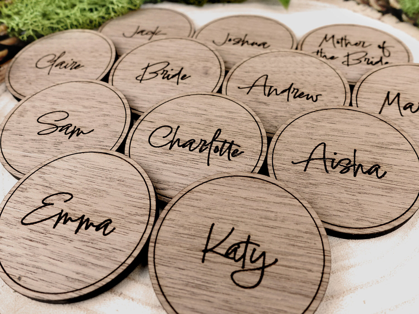 Wooden table place names
