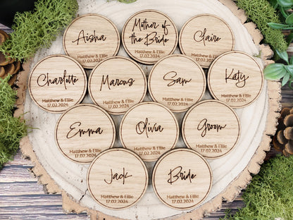Wooden table place names