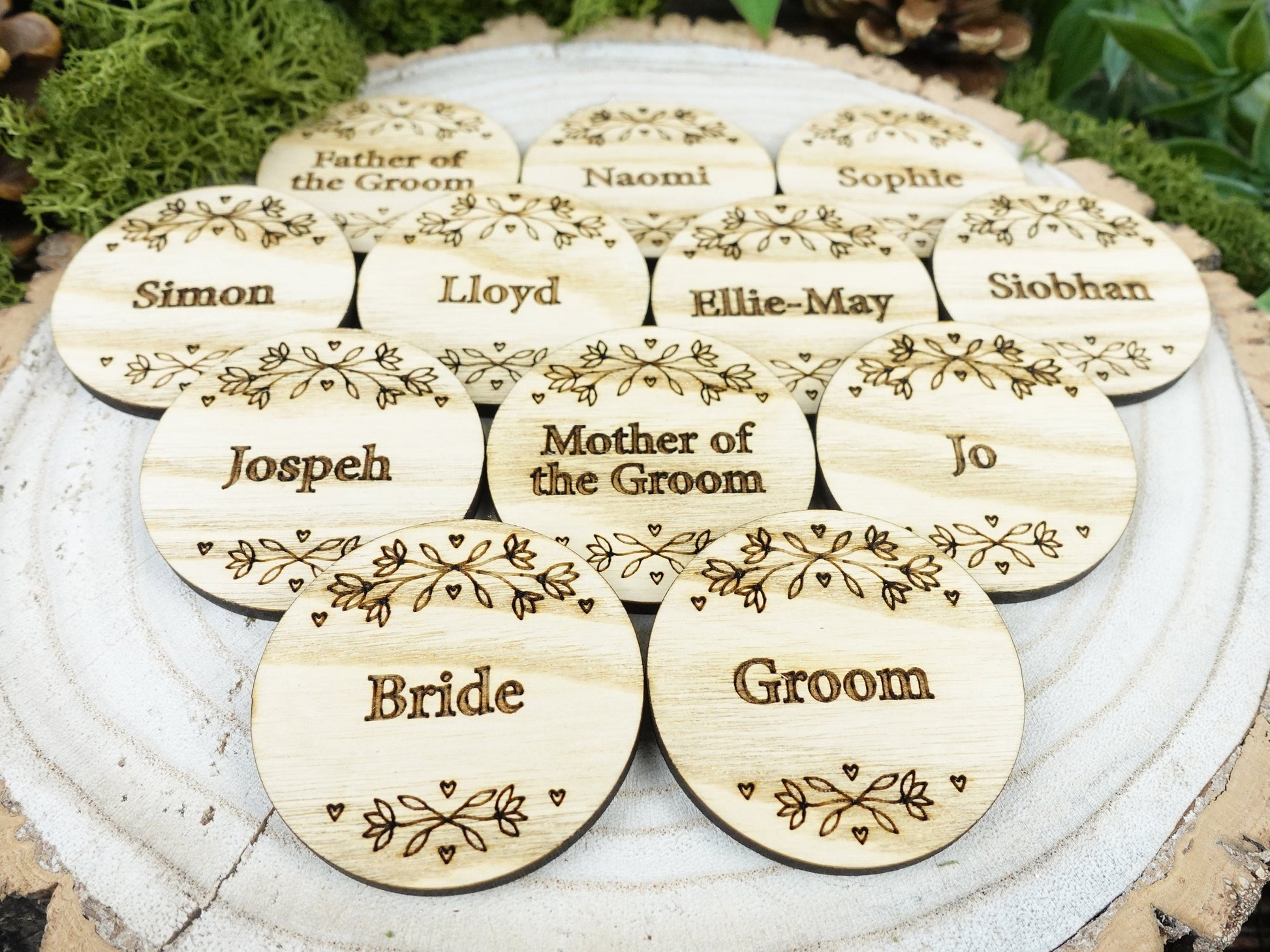Wooden table place names