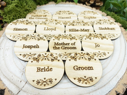 Wooden table place names