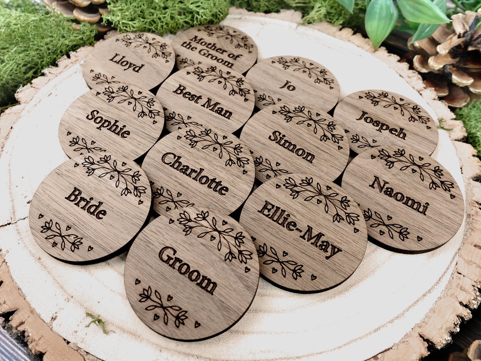 Wooden table place names
