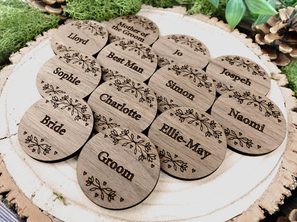 Wooden table place names