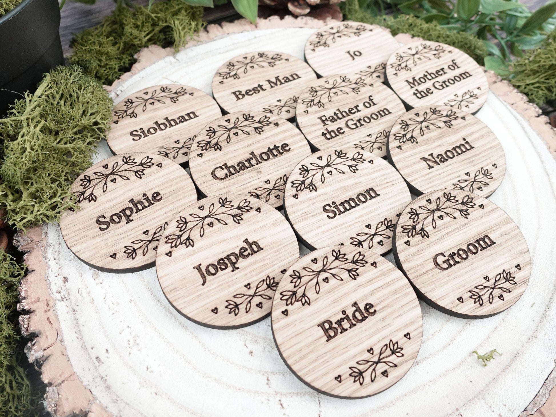 Wooden table place names