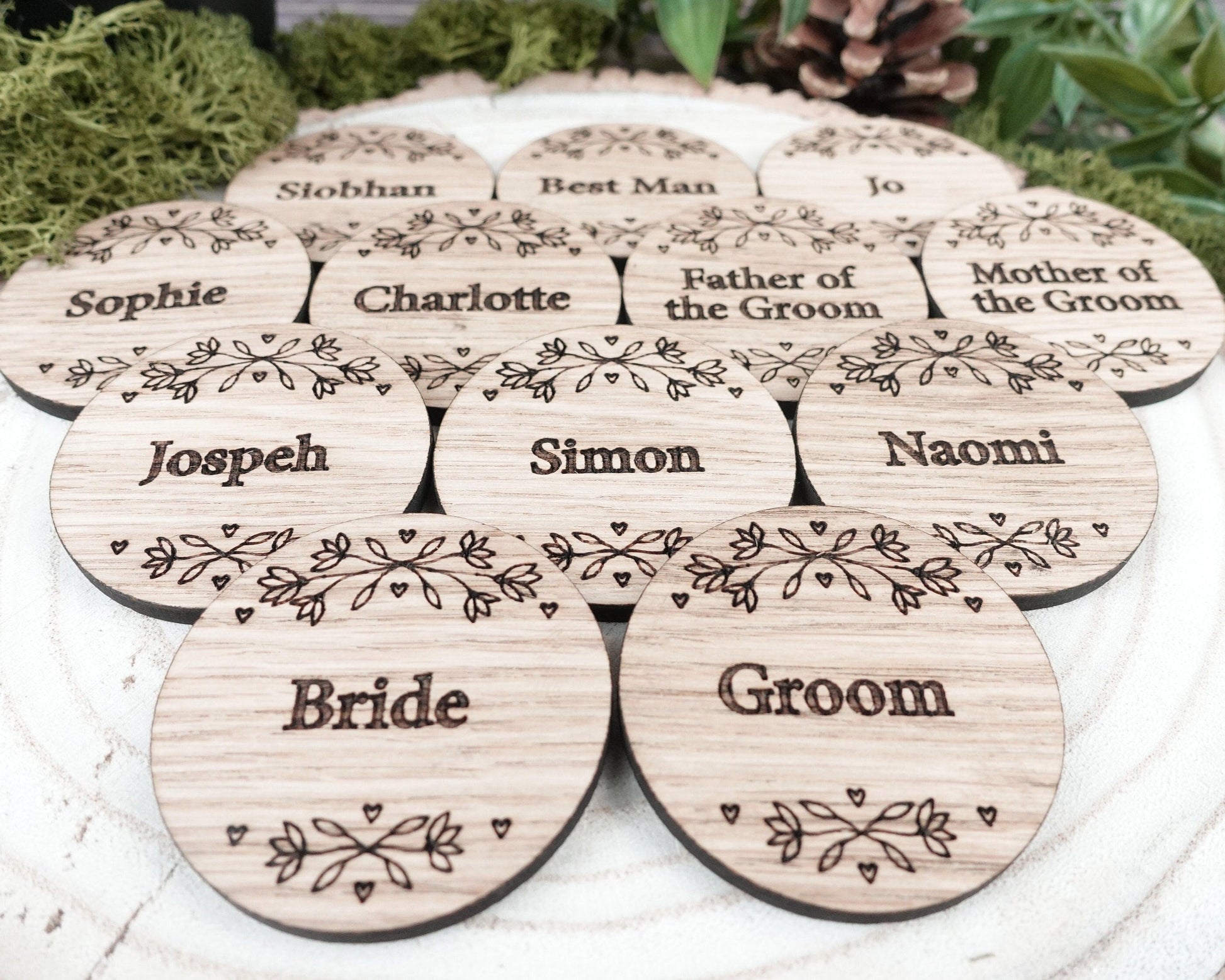Wooden table place names