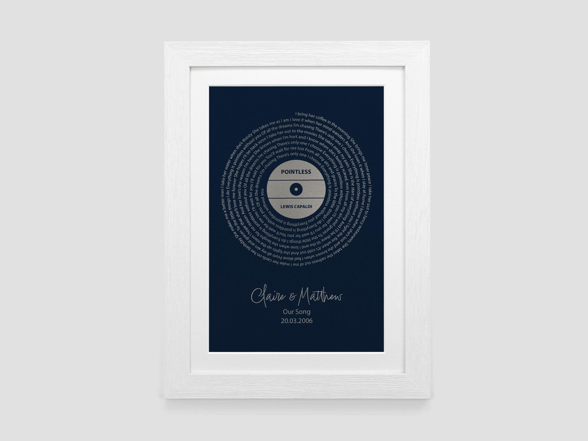 Personalised song lyrics print