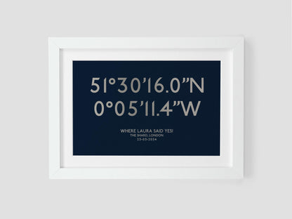 Personalised coordinates print