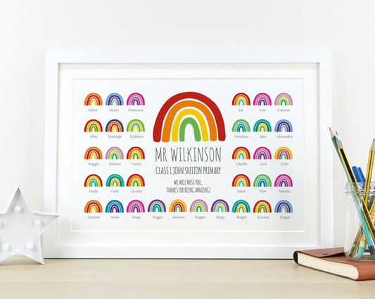 Personalised rainbow class name gift for teacher