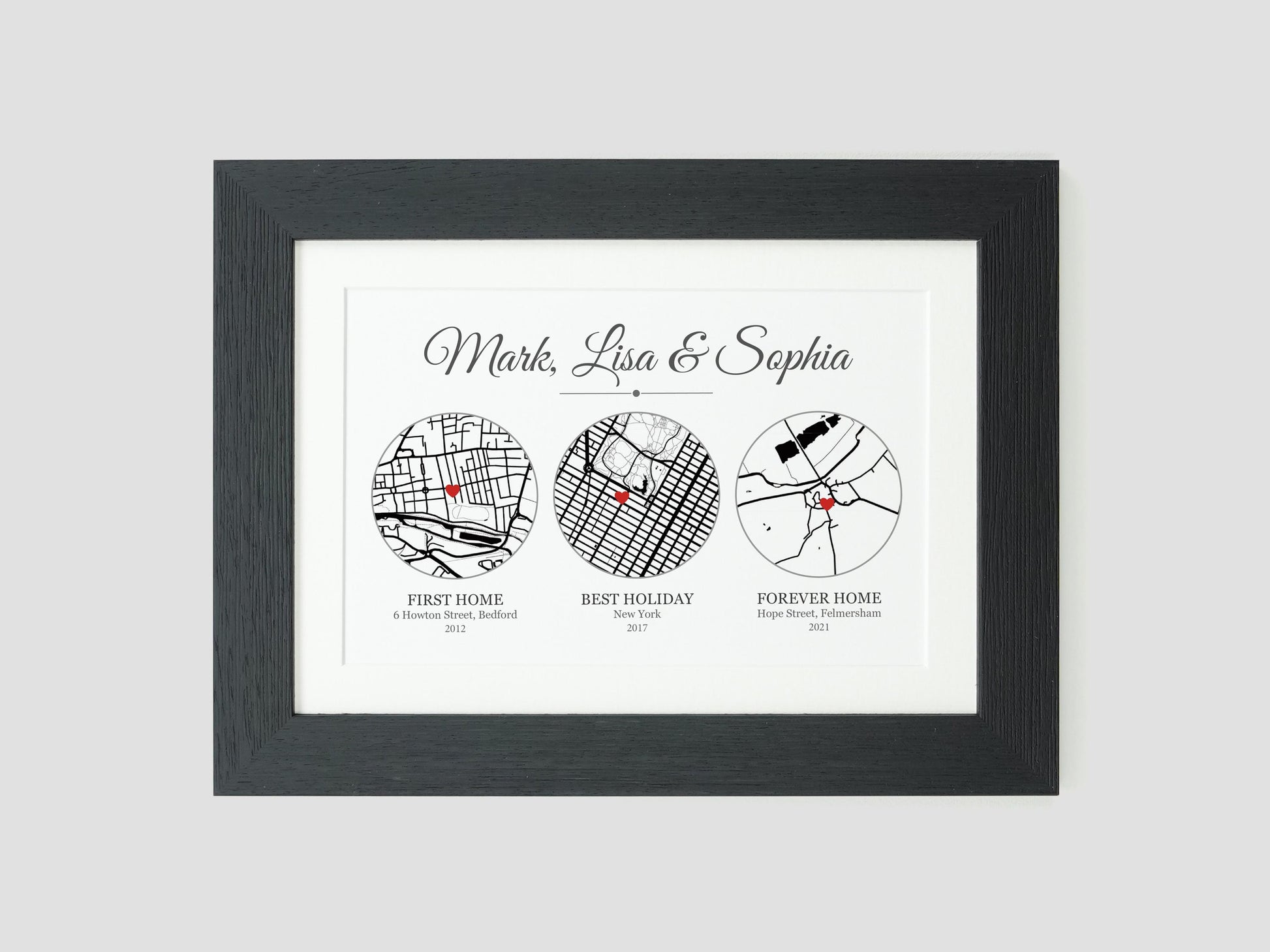 Met Engaged Married circle map print