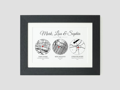 Met Engaged Married circle map print