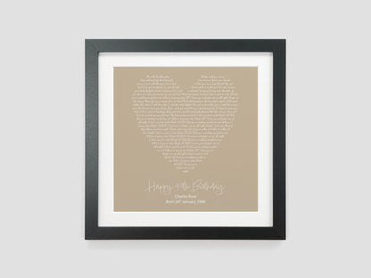 Personalised Song Lyrics Print