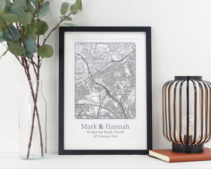 Black and White New Home Map