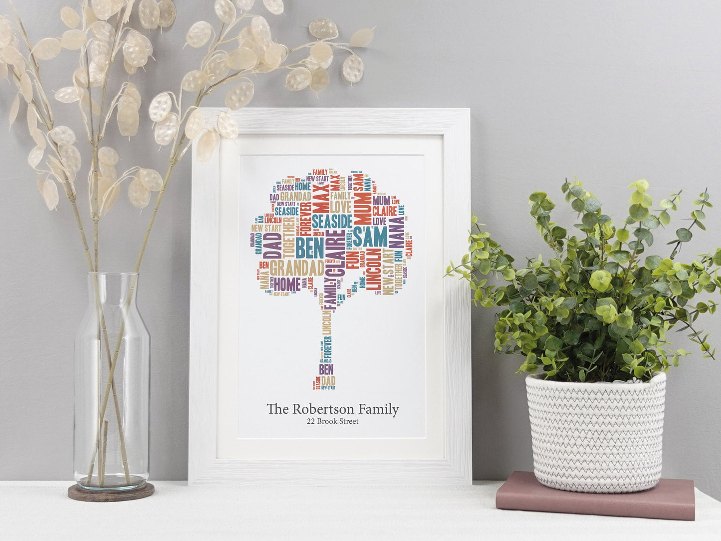 Family tree gift | Personalised family tree word cloud | Gift for family | Gift for mum | Gift for grandparents | Family name print VA006