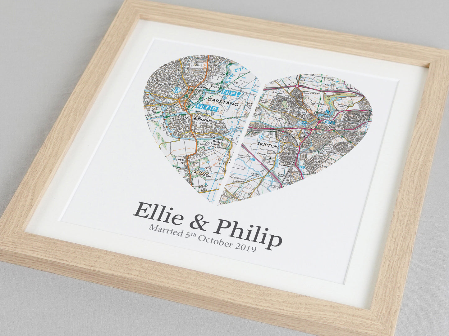 Gift for couple | Heart map print | Personalised gift | Wedding maps present | Couples gift for her | Anniversary gift for him VA005