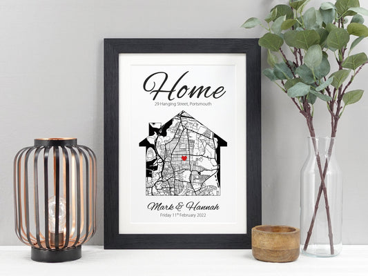 House warming gift | Personalised map new home gift | Personalized couples gifts | House moving present | First home housewarming gift VA007