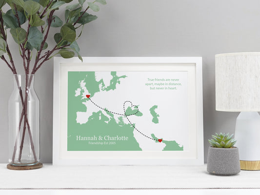 Friend Leaving Present | Personalised Moving Away Poster | Friends Abroad Gift Print | Leaving Gift | New Life Oversea *COLOUR CHOICE* VA115