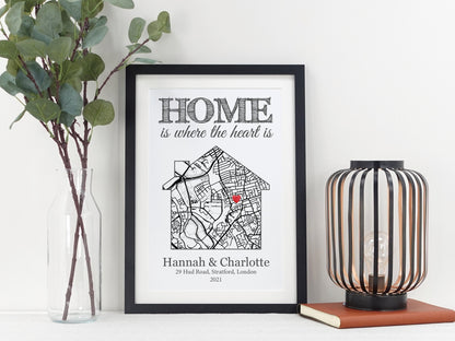 Map of Your Home | Personalised Housewarming Gift | New Home Present | Moving in Gift | Black and White House Map Décor | First Home VA153