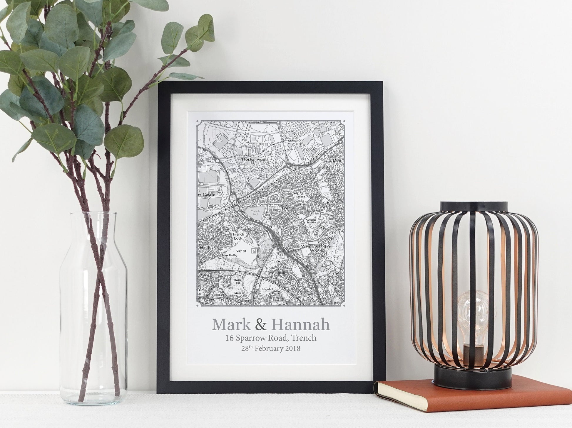 Black and White New Home Map | House Moving Present | Home Décor | First Home Present | Friends Retirement Gift | Couples Wedding Gift VA117