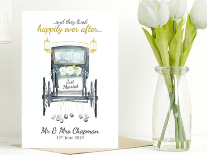 Wedding Card | Just Married | Personalised Wedding Card | Congratulations Card | Bride and Groom Card | Wedding Day | Watercolour VA001
