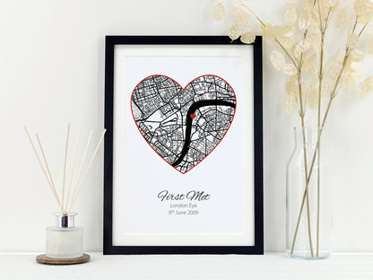 Where we got Married Map Gift | Our Honeymoon | Wedding Present | Engagement Map Present | Where we Met | Special Place Map Print VA073