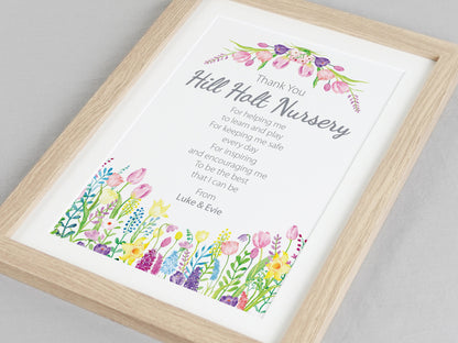 Thank you Teacher Gift | Personalised Teacher Leaving Present | End of Term | Teacher Poem Print | Teaching Assistant Nursery School VA137
