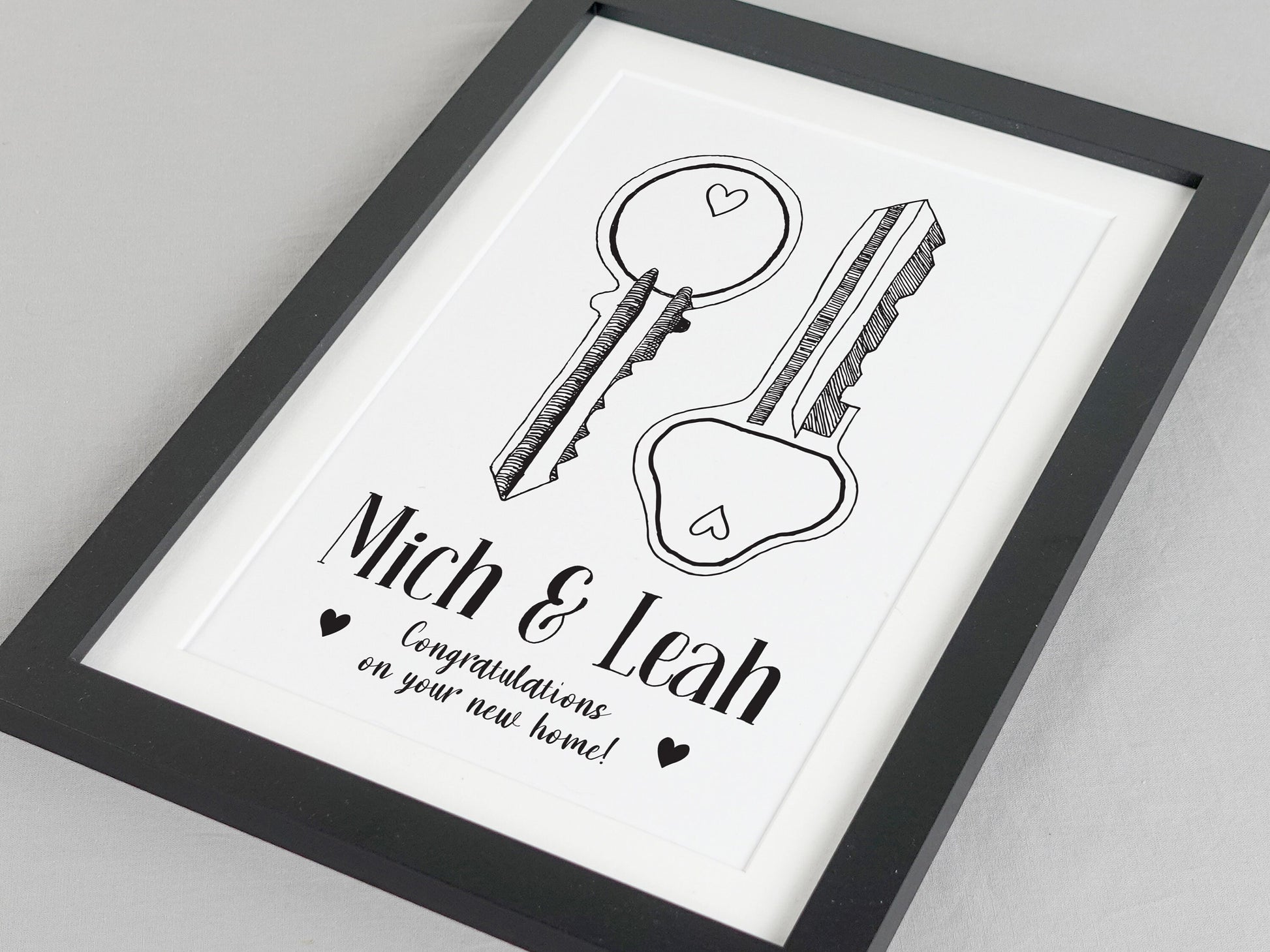 Keys to New Home Print | Housewarming Gift | Moving In Present | Couples Home Gift | Black and White Home Print VA179