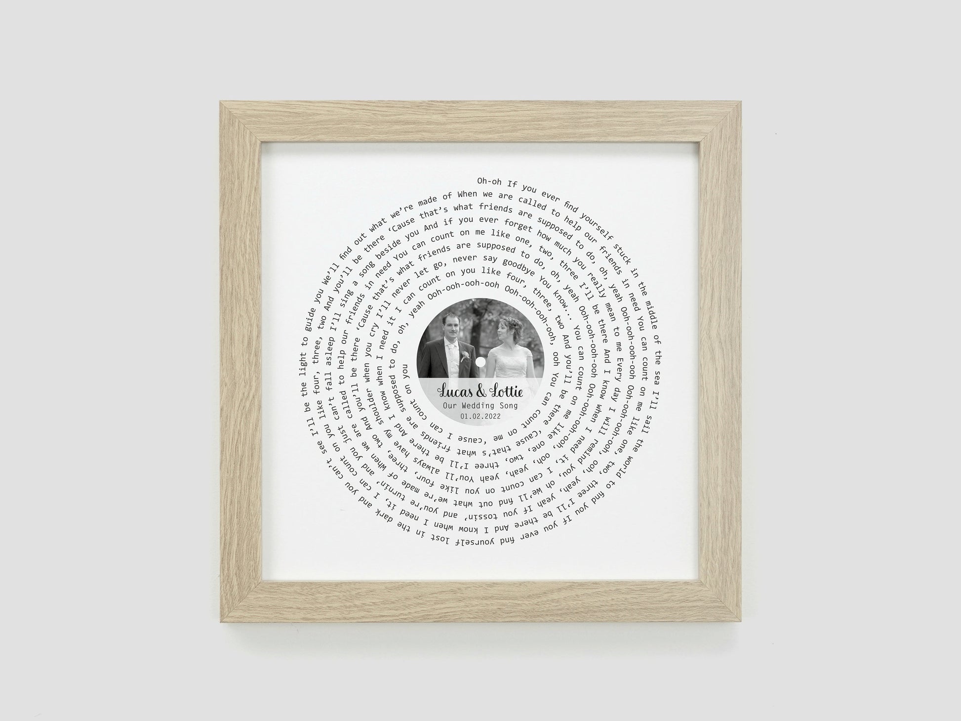 Custom song lyrics print | Personalised paper wedding anniversary gift | Present for couple | Our song custom vinyl photo print VA003