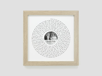 Custom song lyrics print | Personalised paper wedding anniversary gift | Present for couple | Our song custom vinyl photo print VA003