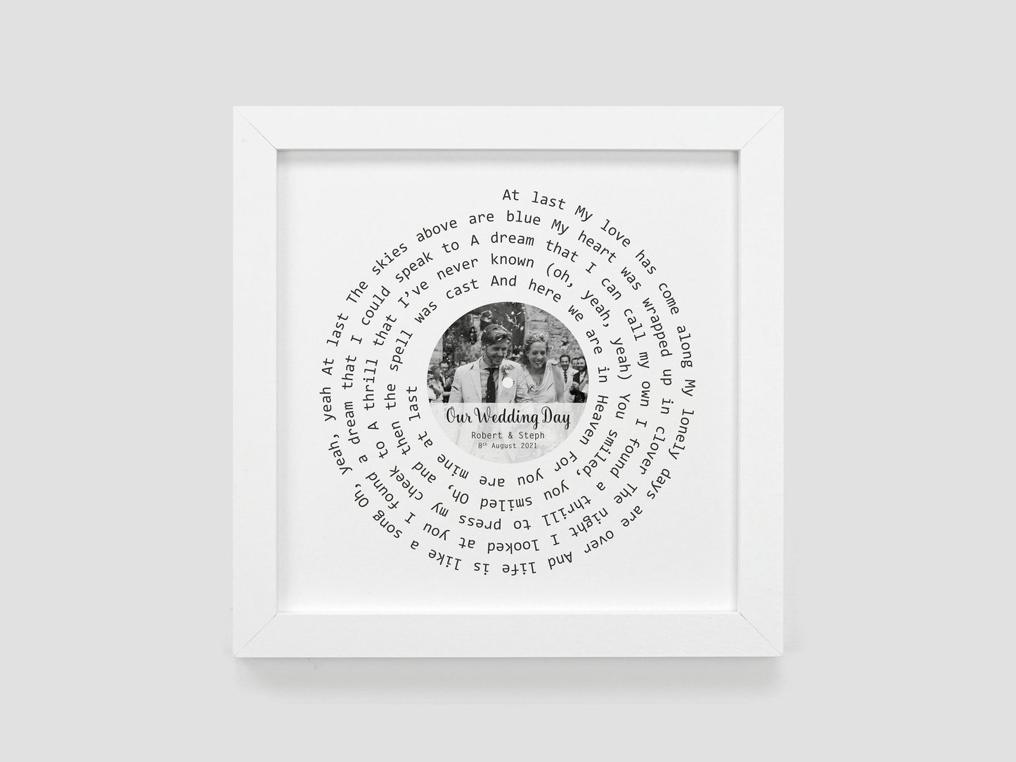 Custom song lyrics print | Personalised paper wedding anniversary gift | Present for couple | Our song custom vinyl photo print VA003