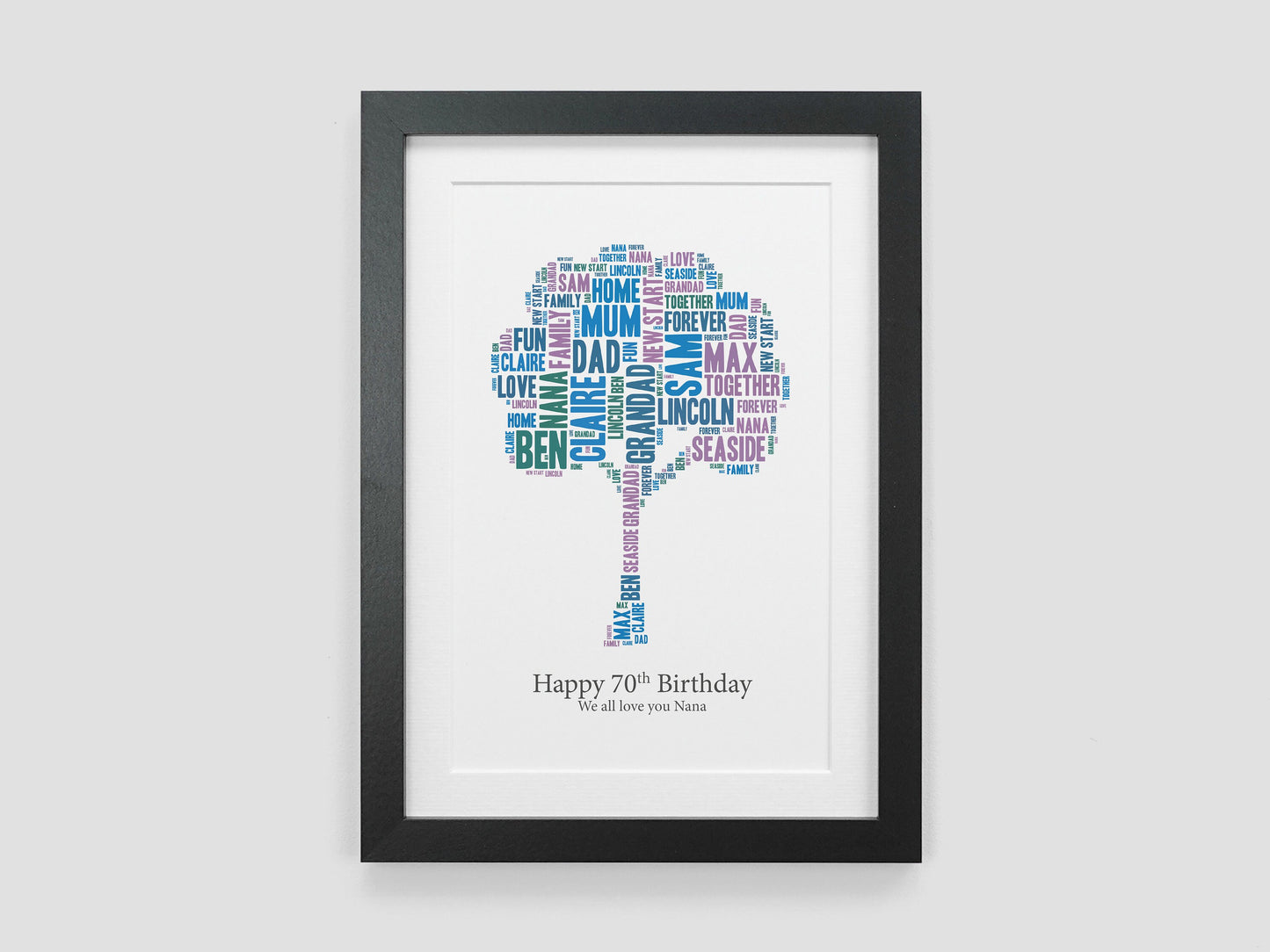 Family tree gift | Personalised family tree word cloud | Gift for family | Gift for mum | Gift for grandparents | Family name print VA006