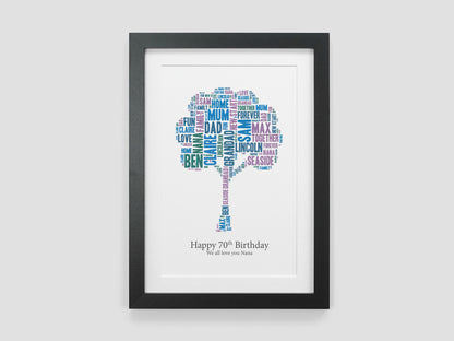 Family tree gift | Personalised family tree word cloud | Gift for family | Gift for mum | Gift for grandparents | Family name print VA006