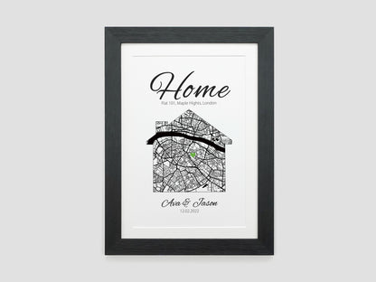 House warming gift | Personalised map new home gift | Personalized couples gifts | House moving present | First home housewarming gift VA007