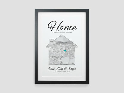 House warming gift | Personalised map new home gift | Personalized couples gifts | House moving present | First home housewarming gift VA007