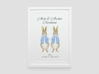 Gift for twins | Personalised baby twin gift | Twin naming day present | Christening gift for twins | Twin girl and boy | Nursery wall VA015