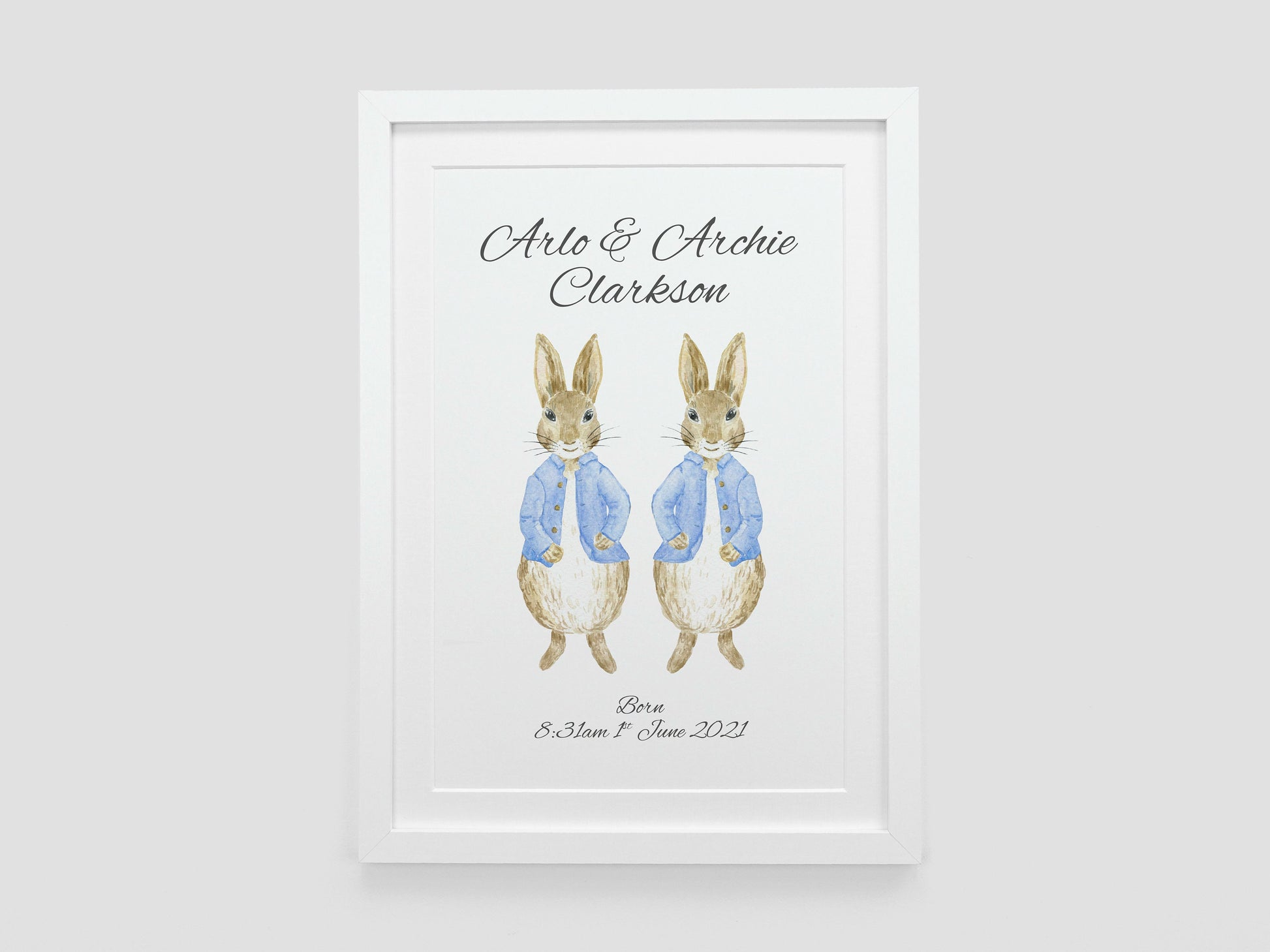 Gift for twins | Personalised baby twin gift | Twin naming day present | Christening gift for twins | Twin girl and boy | Nursery wall VA015