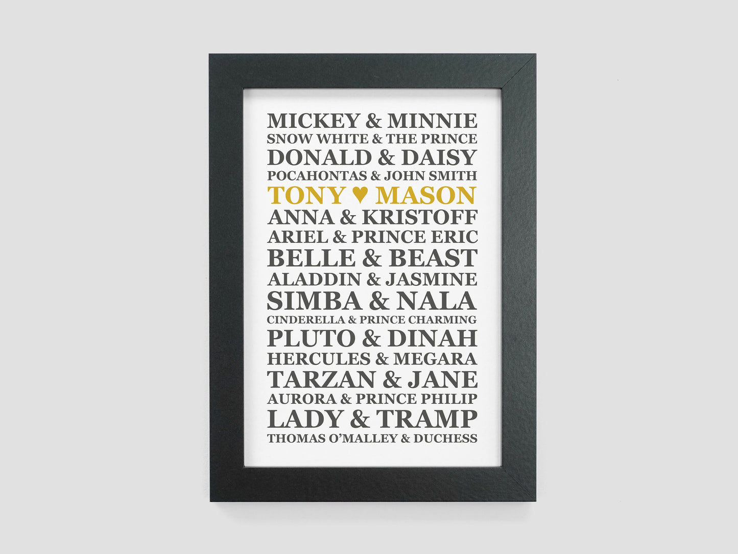 Personalised couples Disney wedding gift print | Disney paper anniversary gift | Gift for Disney lover | Disney couples gift VA034