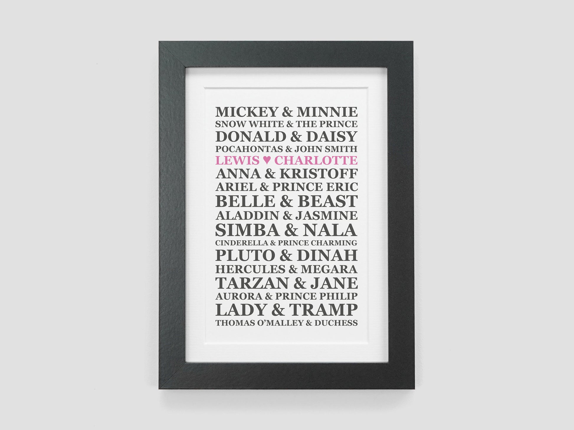 Personalised couples Disney wedding gift print | Disney paper anniversary gift | Gift for Disney lover | Disney couples gift VA034