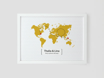 Friends leaving present | Personalised leaving map gift | Moving away present | New home gift | New start gift | CHOICE OF COLOUR VA040