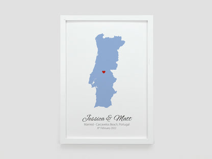 Personalised Wedding Gift | Custom Anniversary Present | Couples Map Gift | Destination Engagement Print | Special Place Map VA050