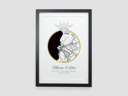 Engagement Gift | Personalised Engagement Map Present | Gift for Engaged Couple | Just Engaged Special Place Gift | *ANY LOCATION* VA058