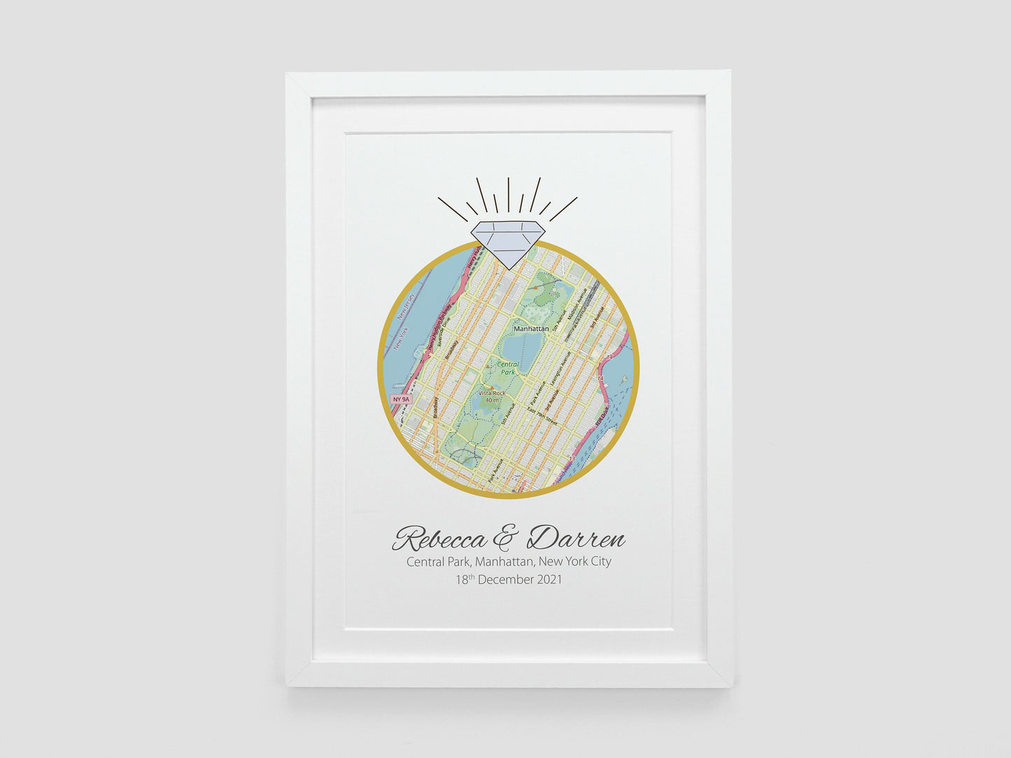 Engagement Gift | Personalised Engagement Map Present | Gift for Engaged Couple | Just Engaged Special Place Gift | *ANY LOCATION* VA058