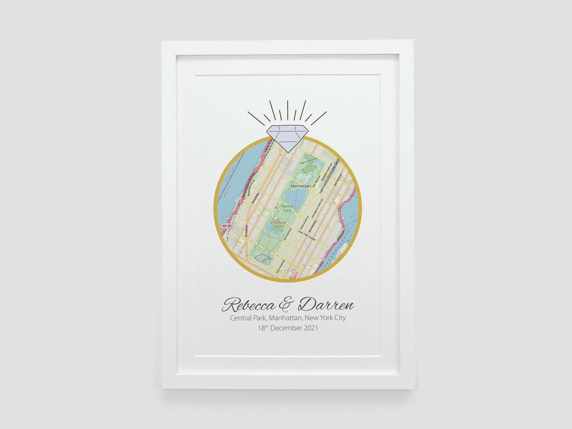 Engagement Gift | Personalised Engagement Map Present | Gift for Engaged Couple | Just Engaged Special Place Gift | *ANY LOCATION* VA058