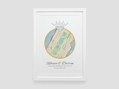 Engagement Gift | Personalised Engagement Map Present | Gift for Engaged Couple | Just Engaged Special Place Gift | *ANY LOCATION* VA058
