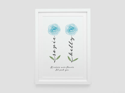 Sister gift | Sister flower print | Personalised gift for sister | Keepsake print | Birthday gift for sister **CHOICE OF 22 FLOWERS** VA092